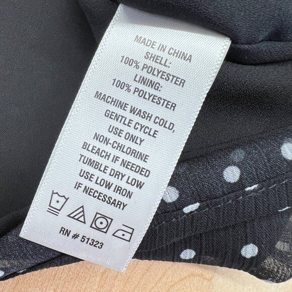 CeCe Black White Polka Dot Blouse Flutter Sleeve Size Medium - Picture 10 of 11